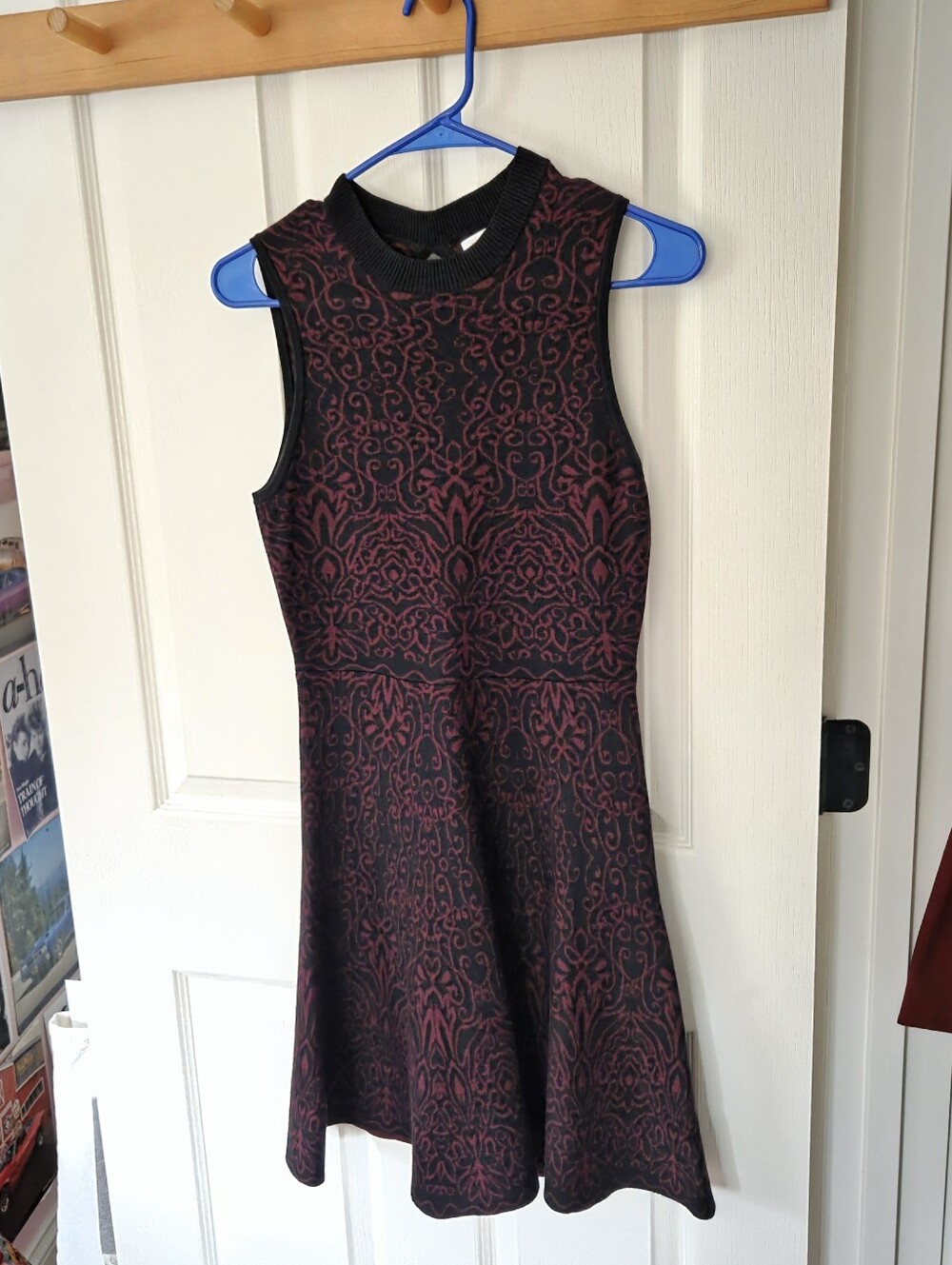 Xhilaration Black and Burgundy Sleeveless Fit-and-Flare Dress